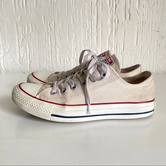 Converse White All Star Low Top Sneakers Size 7 - Picture 10 of 12